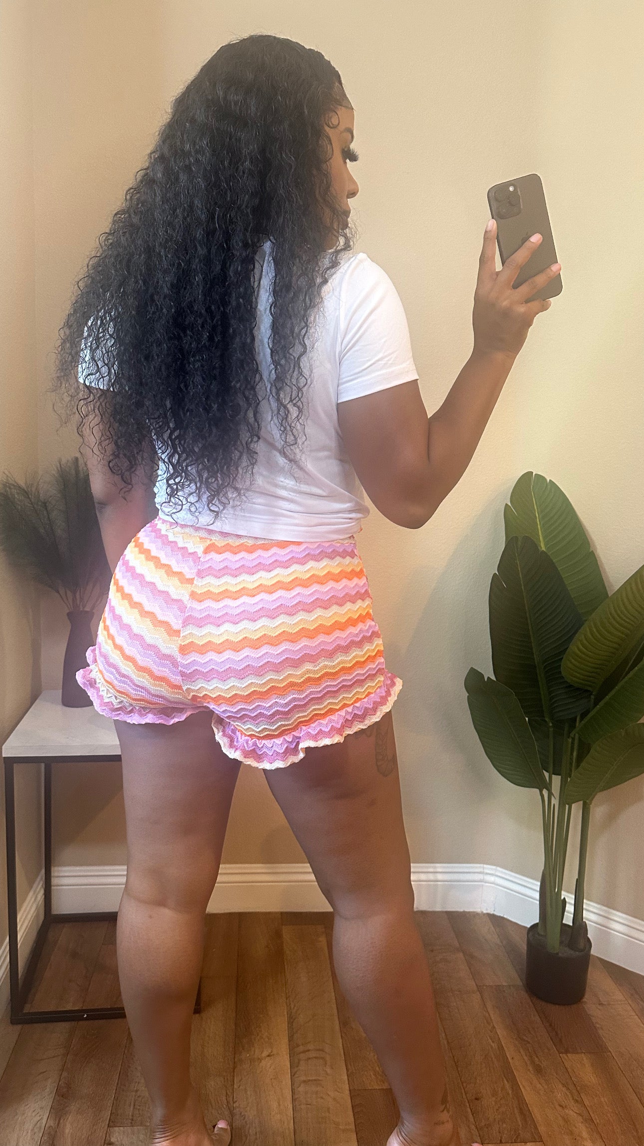 Colorful Striped Ruffle Shorts