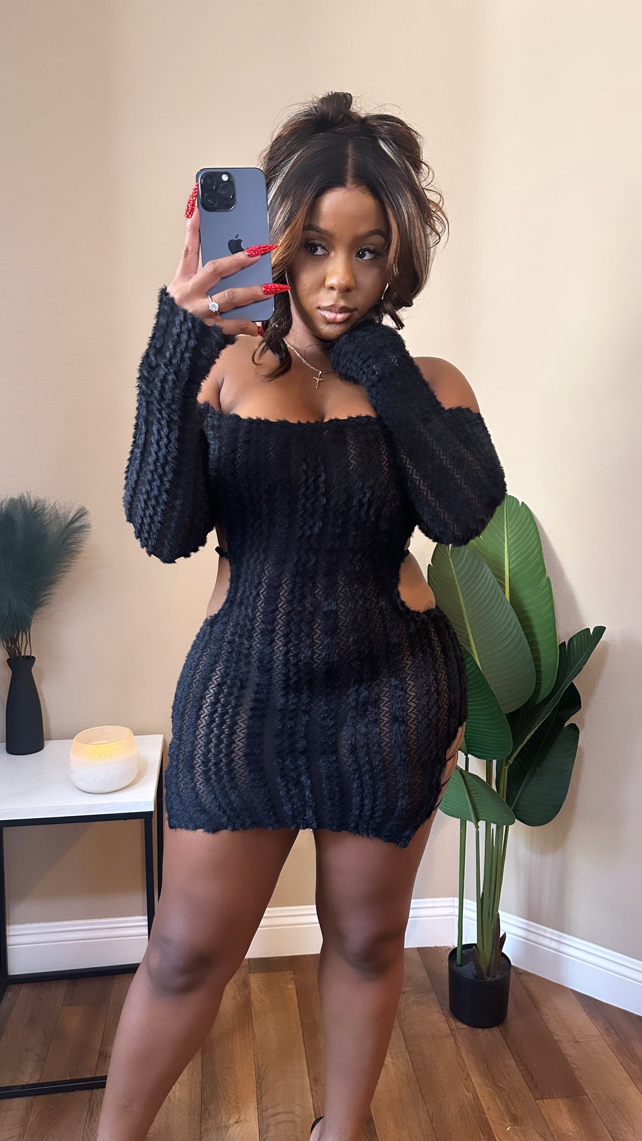 Fuzzy mini dress best sale