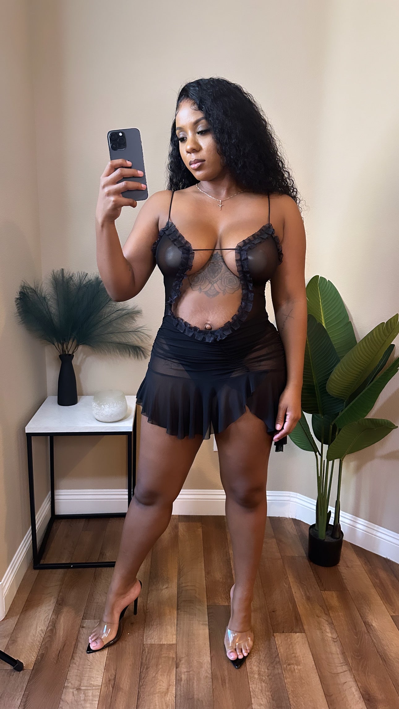 Shayna Black Mesh Dress