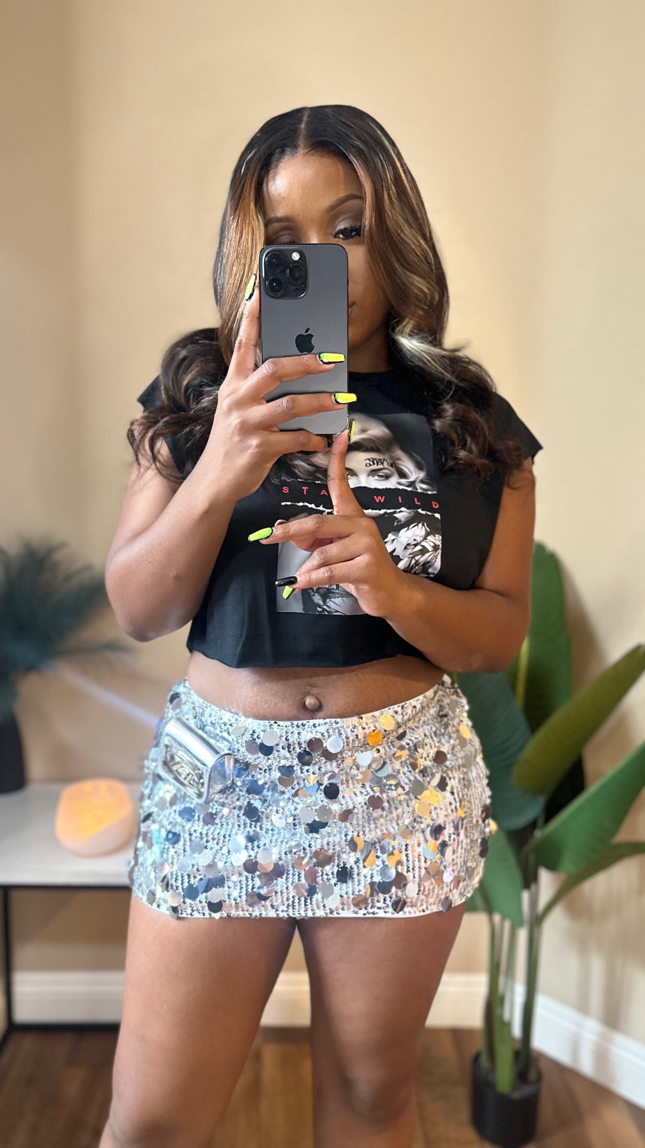 Stay Wild Silver Sequin Skirt Set
