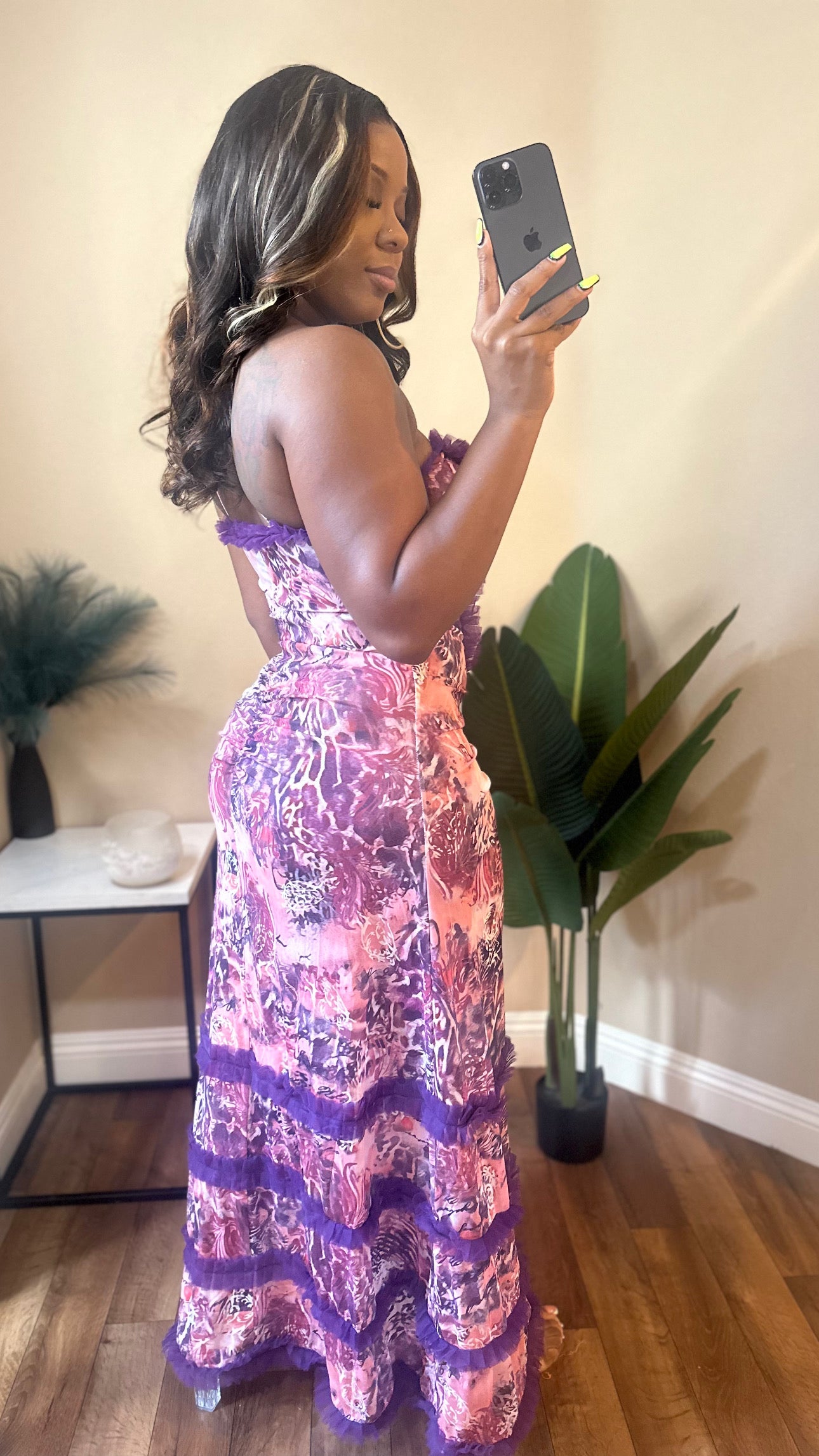 Purple Animal Printed Maxi Dress